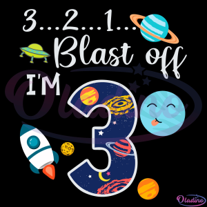 Outer Space 3 Years Old 3Rd Birthday Party SVG Digital File
