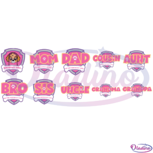 Paw Patrol Pink Logo Family Girl Bundle SVG Digital File