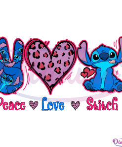 Peace love Stitch SVG Digital File, Stitch Svg, Leopards Heart Svg