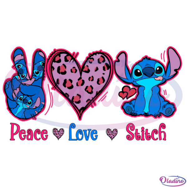 Peace love Stitch SVG Digital File, Stitch Svg, Leopards Heart Svg