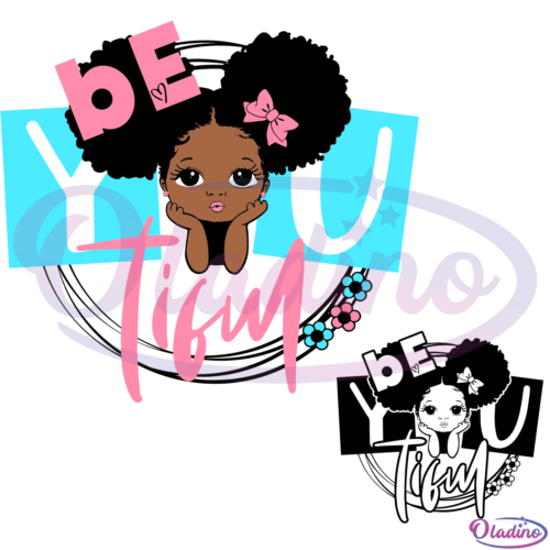 Peekaboo girl with puff afro ponytails SVG Digital File