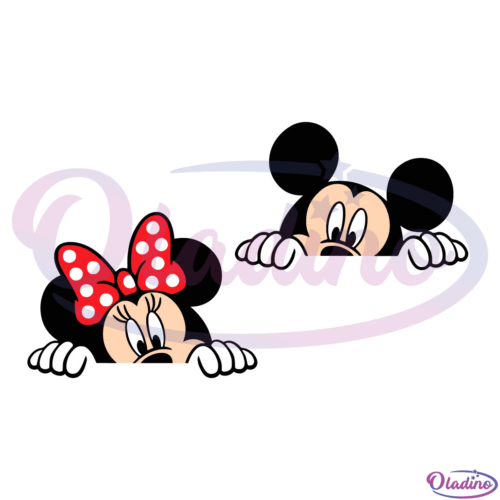 Peeking Mickey And Minnie SVG Digital File