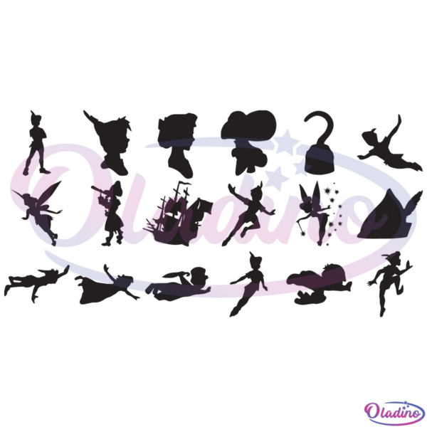Peter Pan Characters Bundle SVG Silhouette, Peter Pan's Shadow Svg