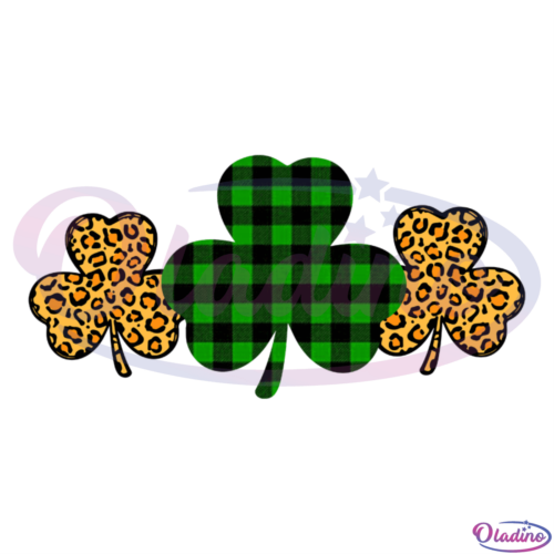 Plaid Leopard Shamrock ST. Patricks Day SVG Digital File