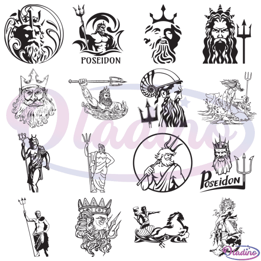 Poseidon Vector SVG Digital File Bundle, Poseidon Clipart