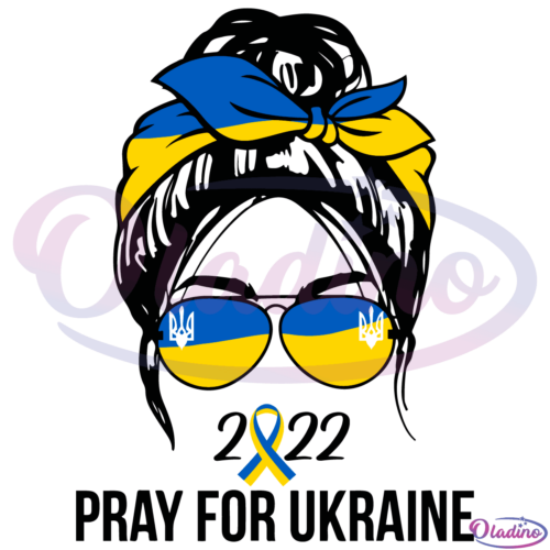 Messy Bun Pray For Ukraine SVG Digital File