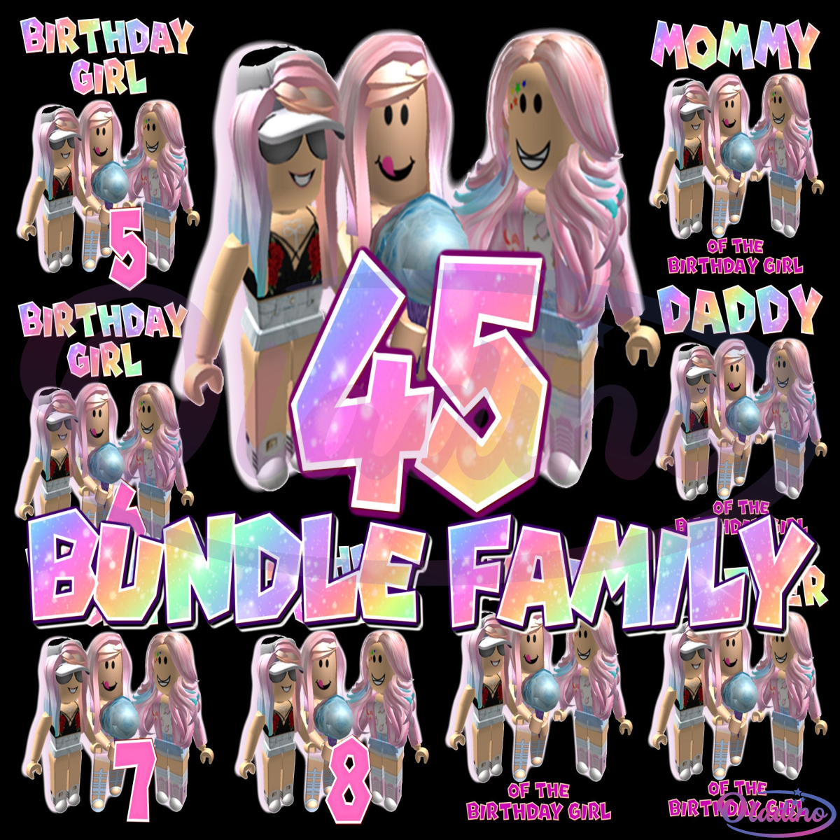 45 Files Roblox Birthday Bundle PNG Sublimation Designs