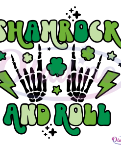 Shamrock And Roll SVG Digital File, St Patricks Day Svg, Skeleton Svg