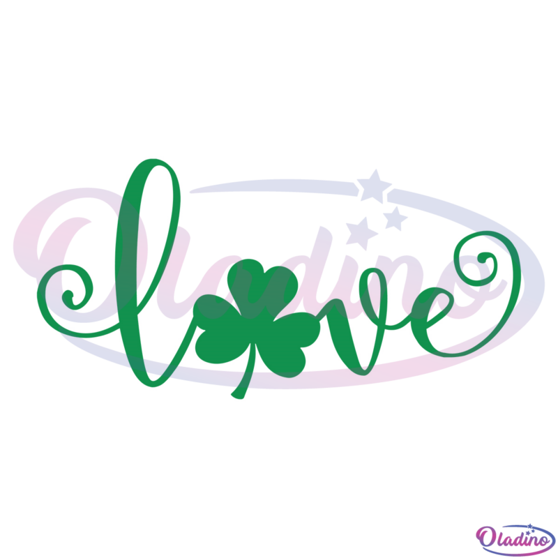 Shamrock Love Saint Patricks Day SVG Digital File, Clover Love Svg