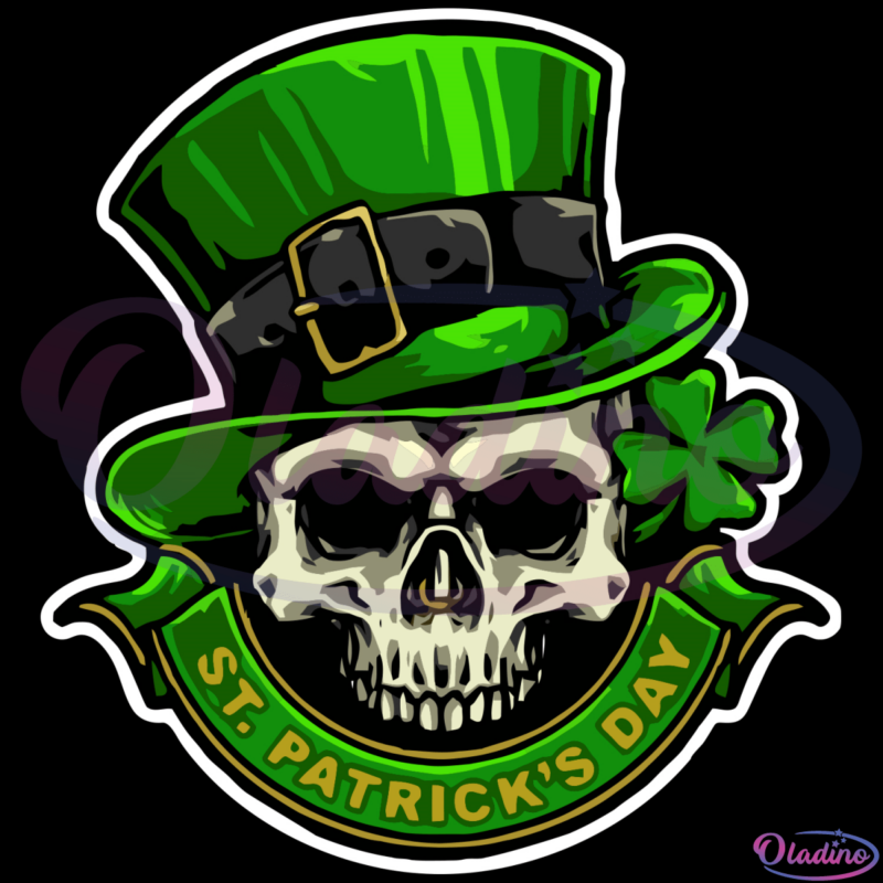 Skull St Patricks Day SVG Digital File, Patrick SVG