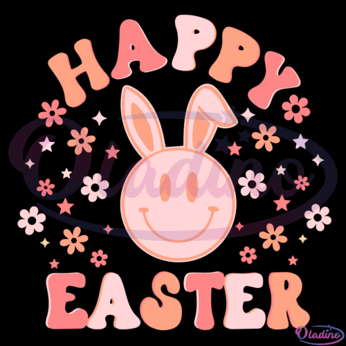 Smiley Bunny Happy Easter SVG Digital File