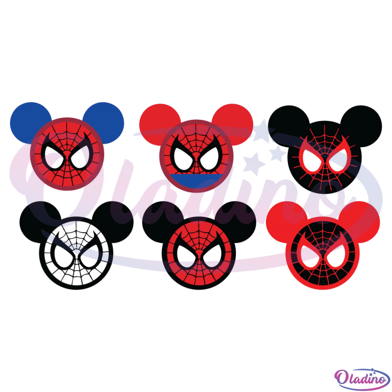 Spiderman Mickey Mouse Head Ears SVG File, Disney Spider Verse Svg