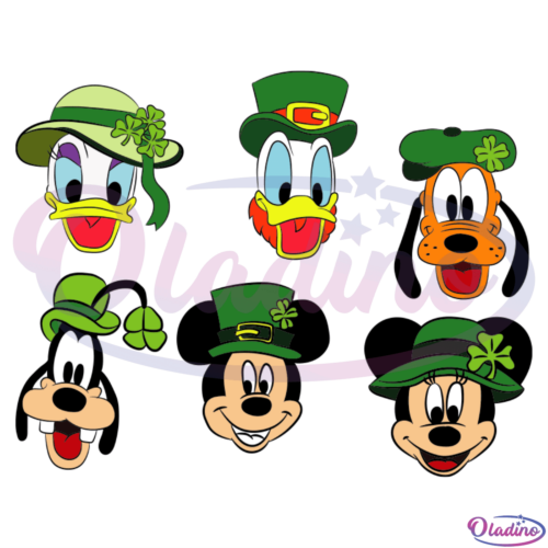 St. Patricks Day Mickey And Friends Hat Bundle SVG Digital File