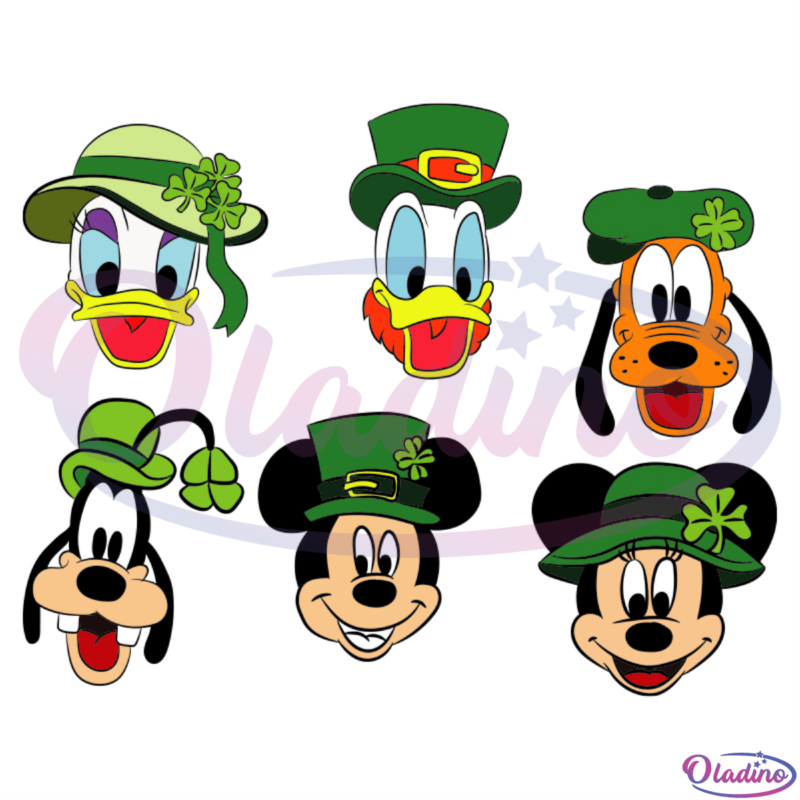St. Patricks Day Mickey And Friends Hat Bundle SVG Digital File