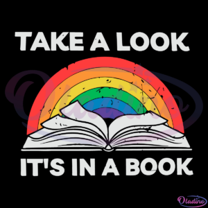 Take a look it's in a book reading vintage retro rainbow SVG