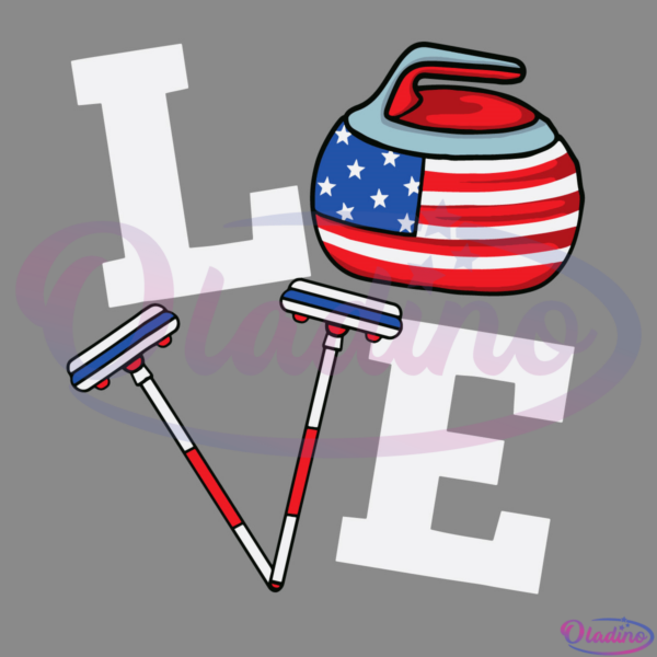 USA Winter Ice Sports Love SVG Digital File, American Flag Svg