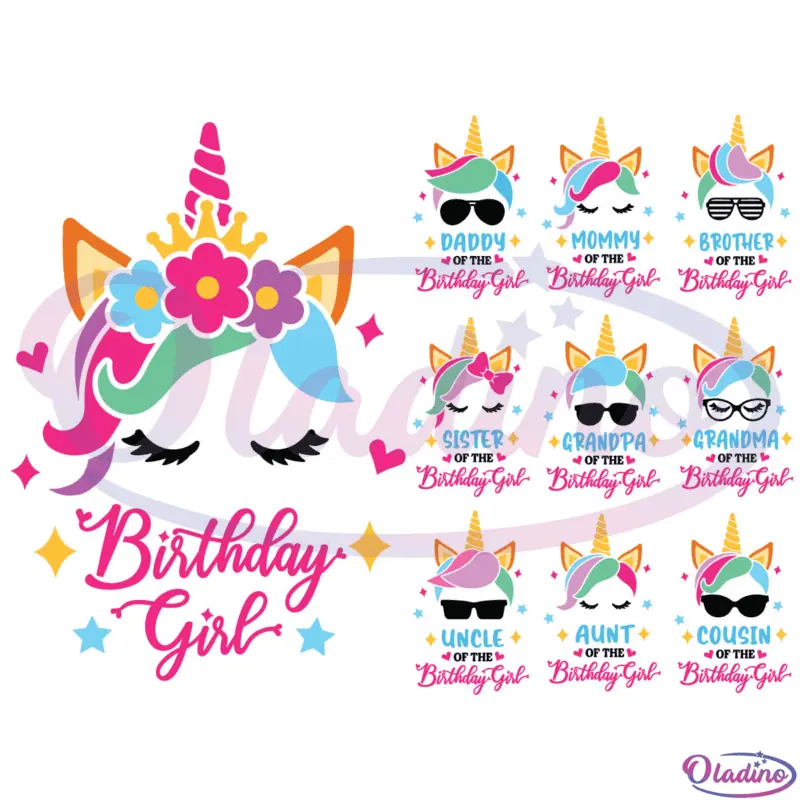 Unicorn Birthday Girl Bundle SVG Digital File