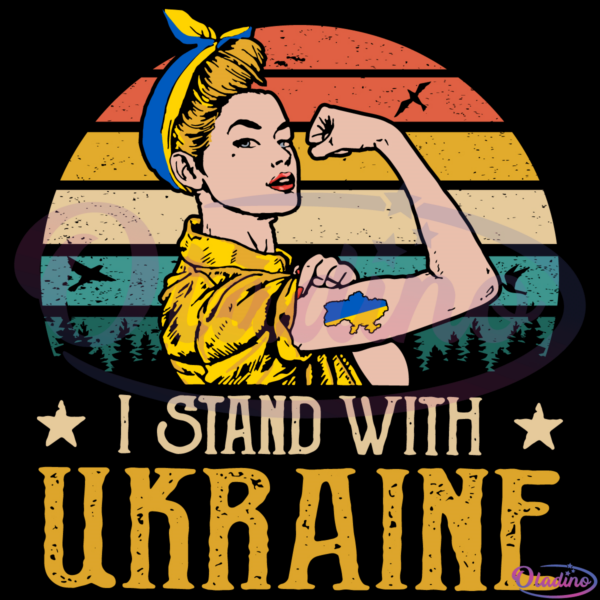 Vintage Rosie Women Save Ukraine SVG File, Strong Ukrainian Girl Svg