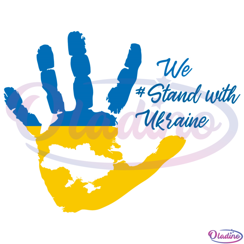 We stand with Ukraine SVG Digital File, Ukraine Map Hand Svg