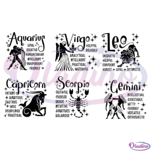 Zodiac Signs SVG Digital File Bundle