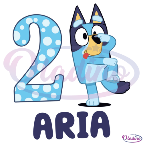 2 Years Old Aria Bluey Bandit Heeler SVG Digital File