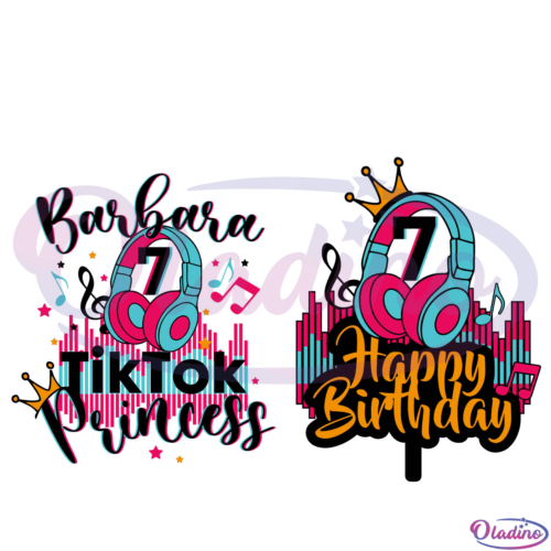 7th Birthday Tik Tok Princess SVG Digital File