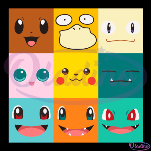 9 Pokemon Face SVG Digital File