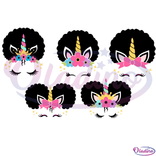 Afro Unicorn Bundle SVG Digital File