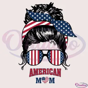 American Mom Messy Bun SVG Digital File