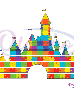 Autism Awareness Castle Color SVG Digital File, Autism Awareness Svg