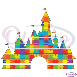 Autism Awareness Castle Color SVG Digital File