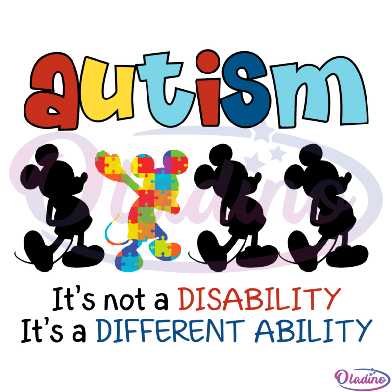 Autism Is A Different Ability SVG Digital File, Autism Mickey Mouse Svg