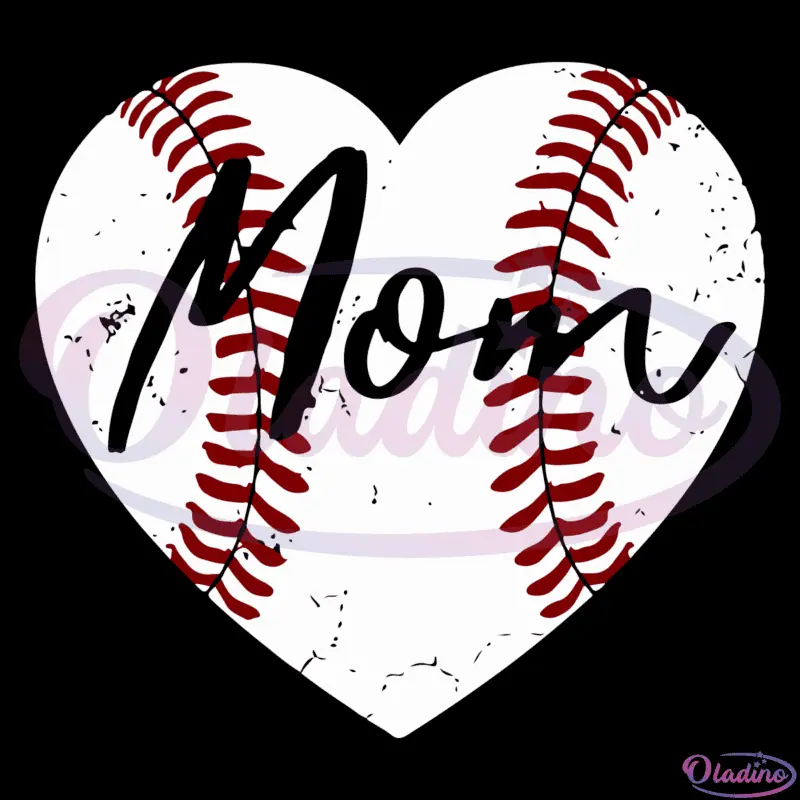 Baseball Heart Mom SVG Digital File