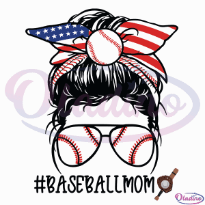 American Messy Bun Baseball Mom SVG Digital File