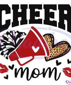 Cheer Mom SVG Digital File, Football Leopard Heart Svg, Cheerleader Svg