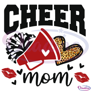 Cheer Mom SVG Digital File, Football Leopard Heart Svg, Cheerleader Svg