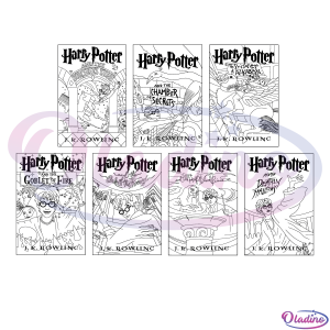 Complete Harry Potter Book Covers Line Art Bundle 1-7 SVG Digital File