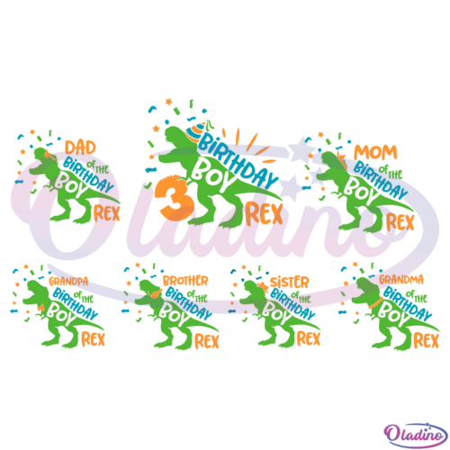 Dinosaur Birthday Boy Family Bundle SVG Digital File