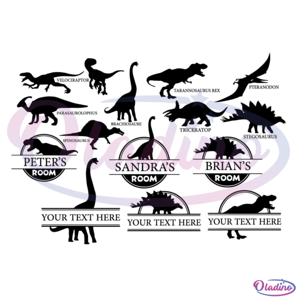Dinosaurs Room Name Bundle SVG Silhouette, Animal Svg