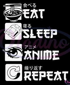 Eat Sleep Anime Repeat SVG Digital File, Anime Svg, Otaku Svg