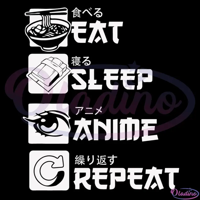 Eat Sleep Anime Repeat SVG Digital File