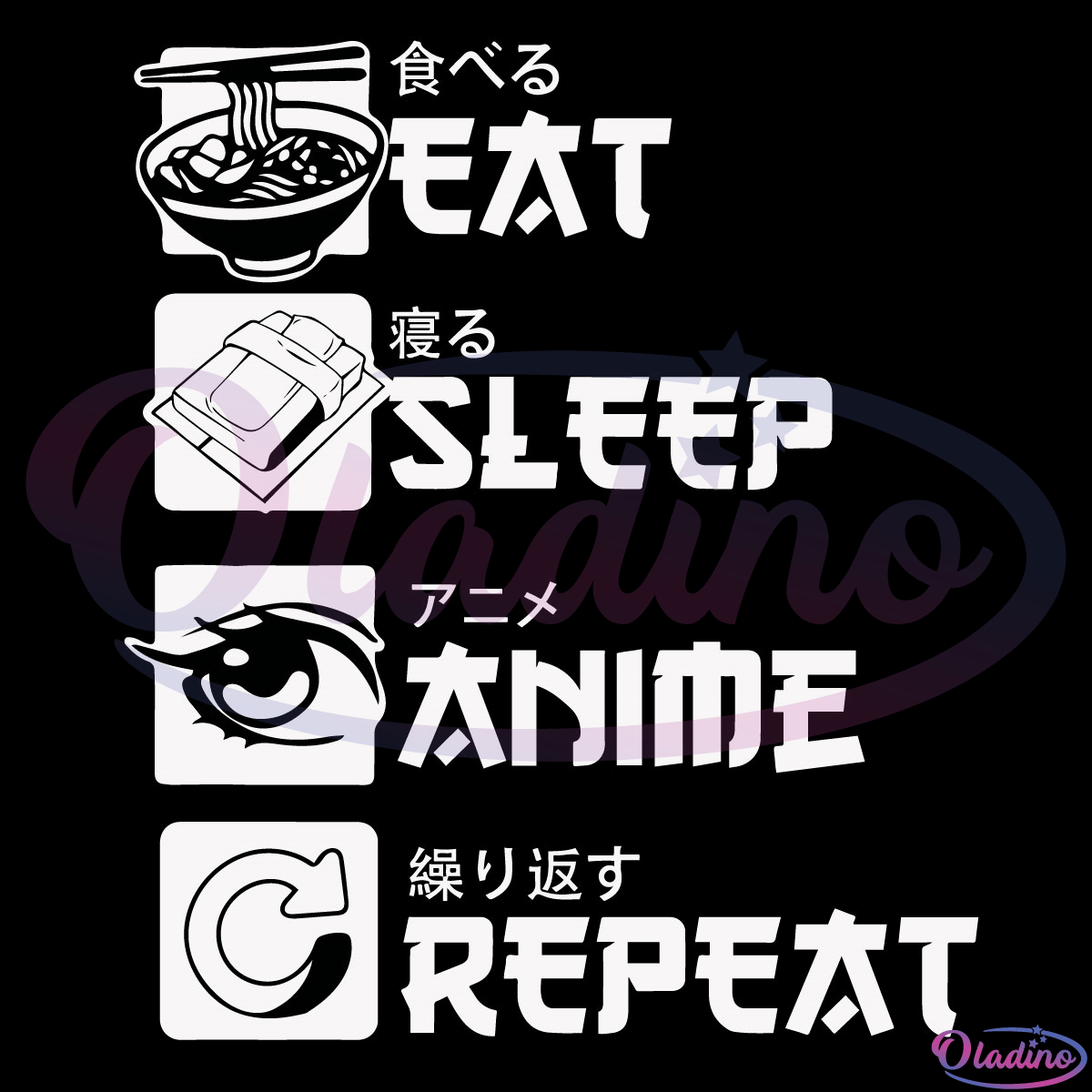 Eat Sleep Anime Repeat SVG Digital File, Anime Svg, Otaku Svg