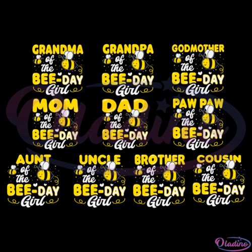 Family Of The Bee Day Girl Bundle SVG Digital File