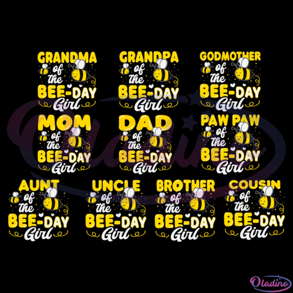 Family Of The Bee Day Girl Bundle SVG Digital File, Family Svg