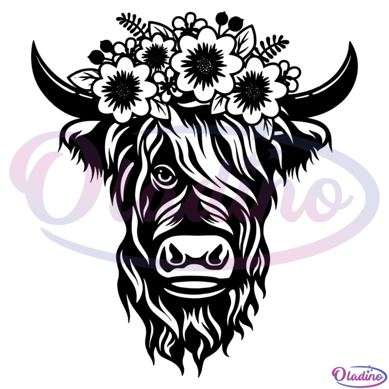 Floral Highland Cow SVG, Cow Svg, Highland Cow Svg, Floral Animal svg