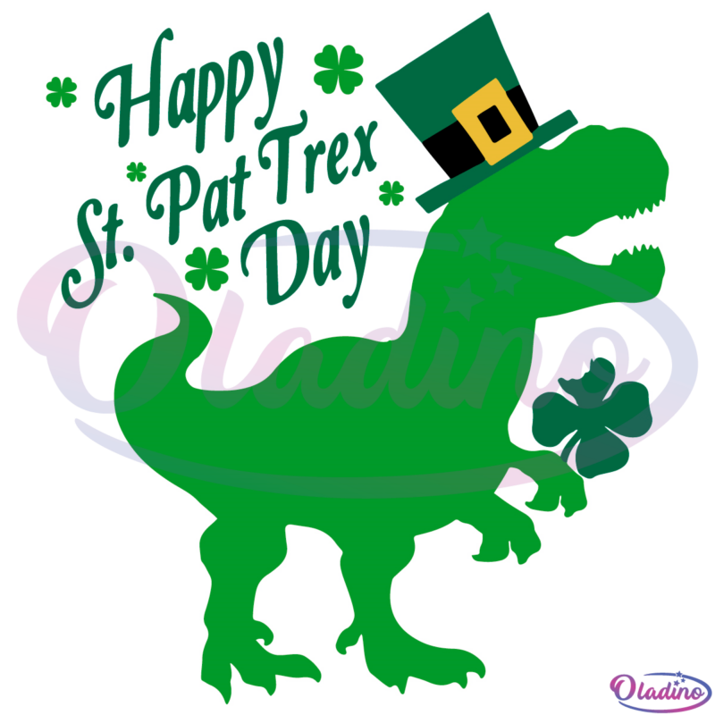 Happy St Pat Trex Day SVG Digital File, Lucky SVG, Shamrock SVG