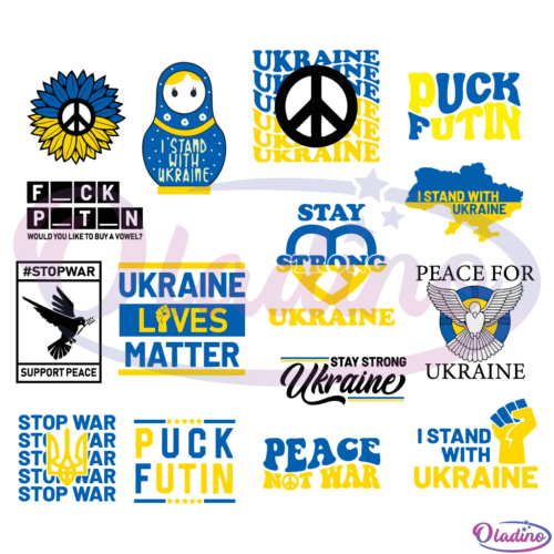 I Stand With Ukraine Flag Logo Bundle SVG Digital File