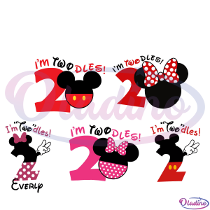 Im Twodles Bundle SVG Digital File, Birthday Svg, Mickey, Minnie Svg