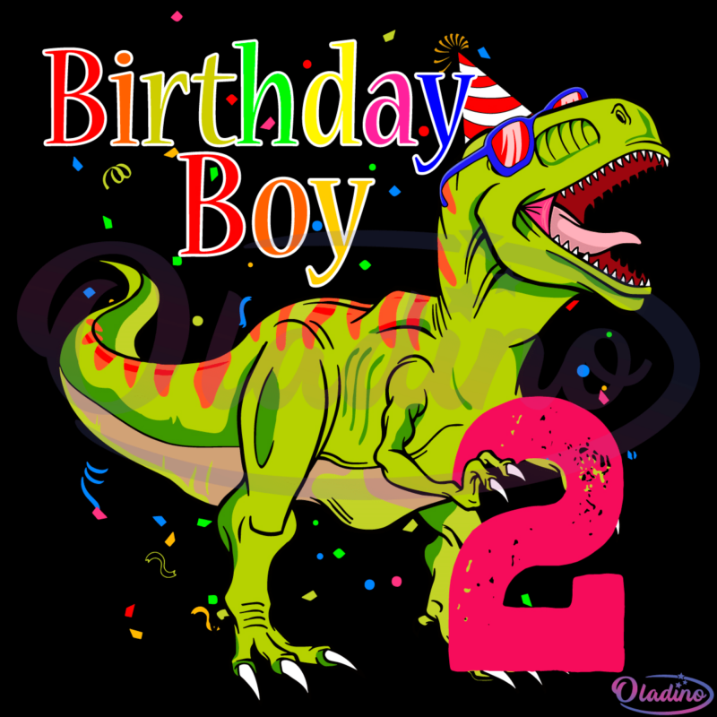 Kids 2nd Birthday Boy Dinosaur SVG Digital File