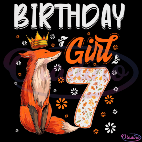 Kids Fox 7th Birthday Girl SVG Digital File